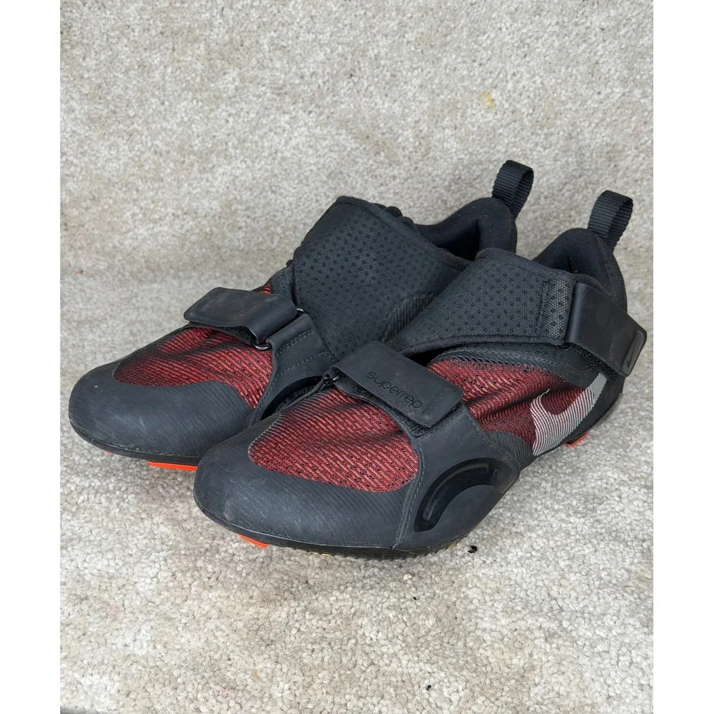 Nike SuperRep Cycle Shoes Mens 10.5 Black Red Excellent CW2191-008 Indoor Bike